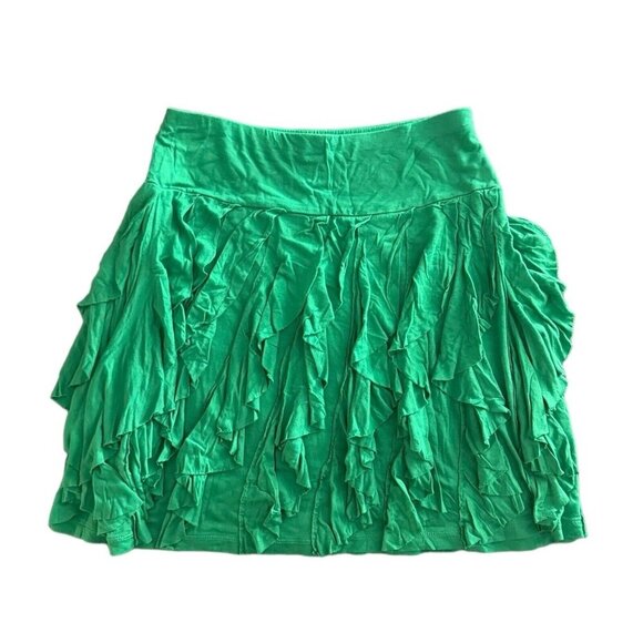 International Concepts Kelly Green Ruffle Tiered Short Skirt Flowy Lined - Picture 2 of 8
